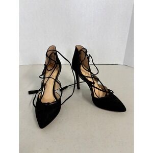 Jessica Simpson Womens Black Lace Up Tassel Ghillie Pointed Toe Stiletto Heels 7